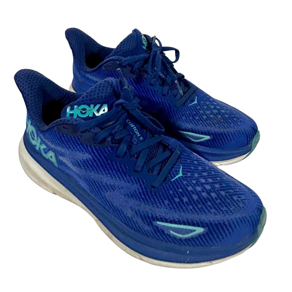 Hoka Clifton 9 Running Shoes Womens SZ 8.5 B Wide Royal Blue Athletic Sneaker